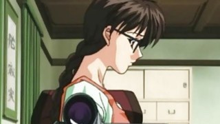 Gadis hentai dengan kacamata mendapat kacau kasar