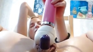 Blonde Just Chilling w 2 Large Vibrator Toys Orgasmic Pussy More in Profile
